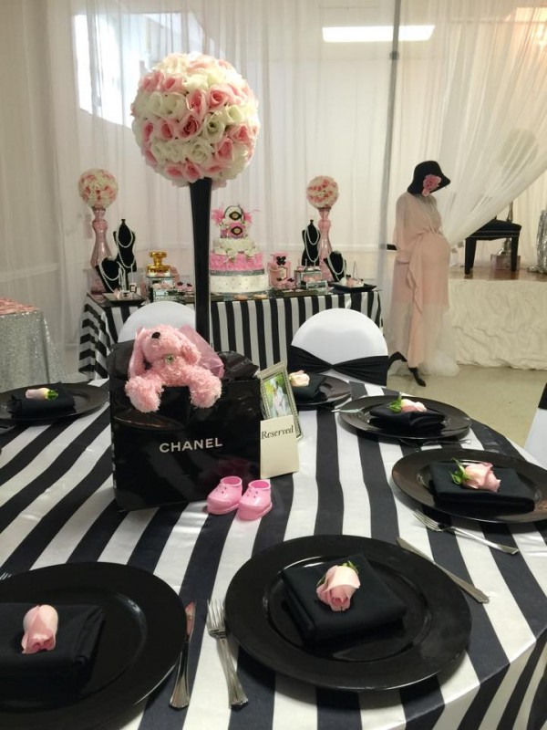 Modern-Chic-Chanel-Baby-Shower-Flower-Decorations