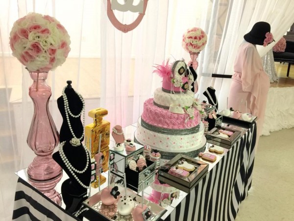 Modern-Chic-Chanel-Baby-Shower-Treat-Table
