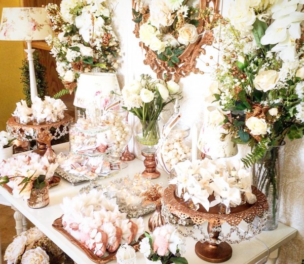 Floral-Copper-Baby-Shower-Treat-Table