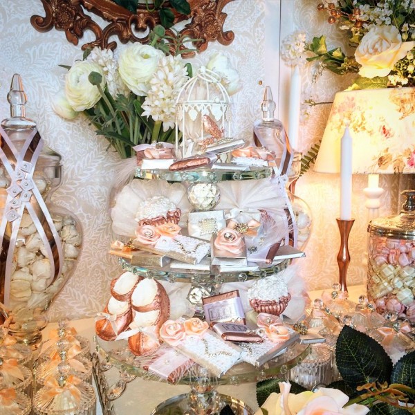 Floral-Copper-Baby-Shower-Treat-Tower