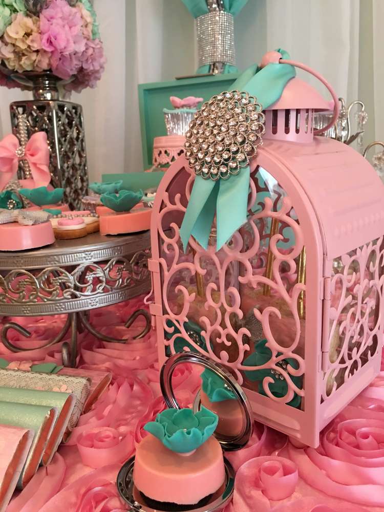 Pink Baby Shower Decorations Porn Pics Sex Photos XXX Images   Teal And Pink Modern Chic Baby Shower Ornate Box 