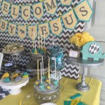 Grey and Teal Chevron Elephant Baby Shower