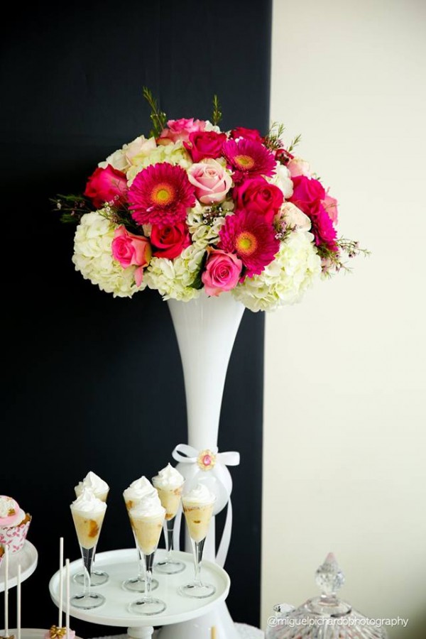 Pink-And-Black-Floral-Baby-Shower-Flowers