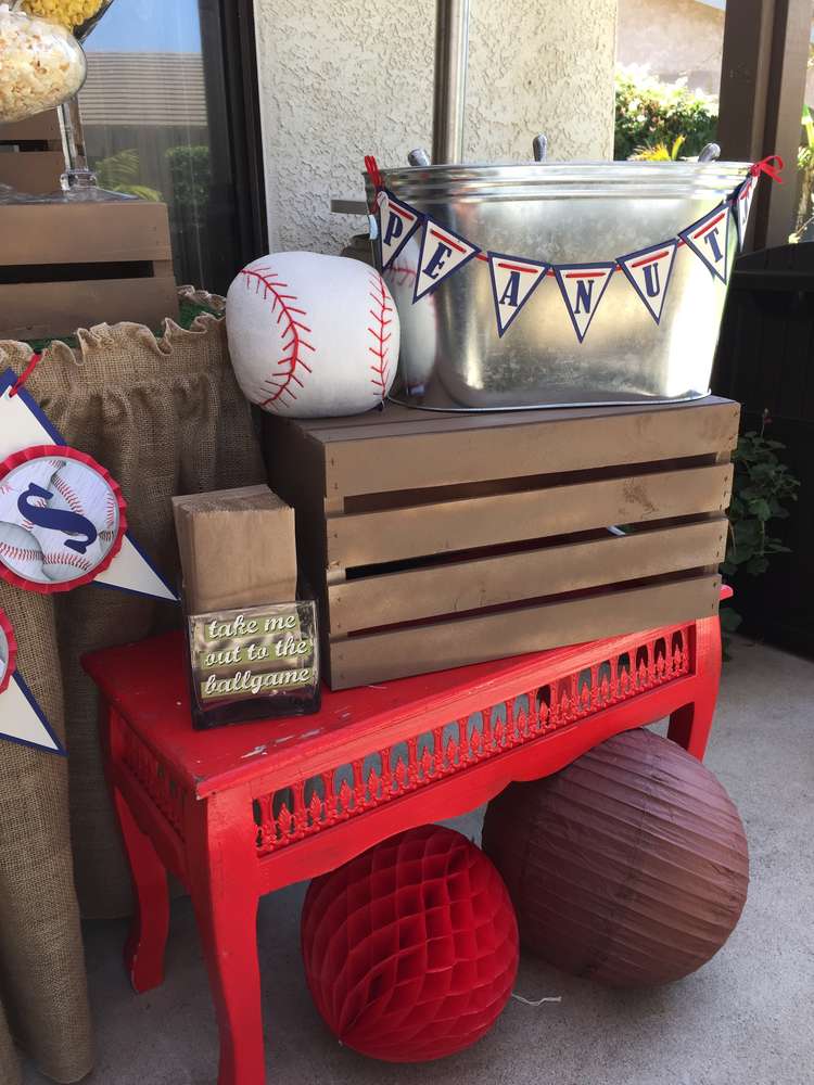 Classic Baseball Baby Shower Baby Shower Ideas 4U   Classic Baseball Baby Shower Peanut Bucket 