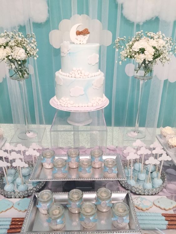 Shimmering Heaven Sent Baby Shower - Baby Shower Ideas 4U