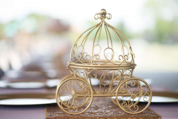 Shimmering-Pink-And-Gold-Baby-Shower-Carriage