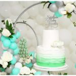 Flowery Green Mint and Silver Baby Shower
