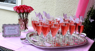 Sparkling pink champagne