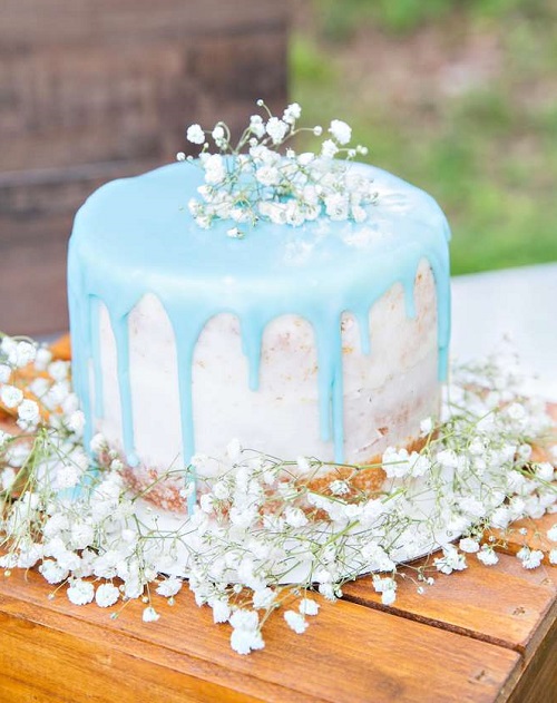 Whimsical Bottles and Burlap Baby Shower cake