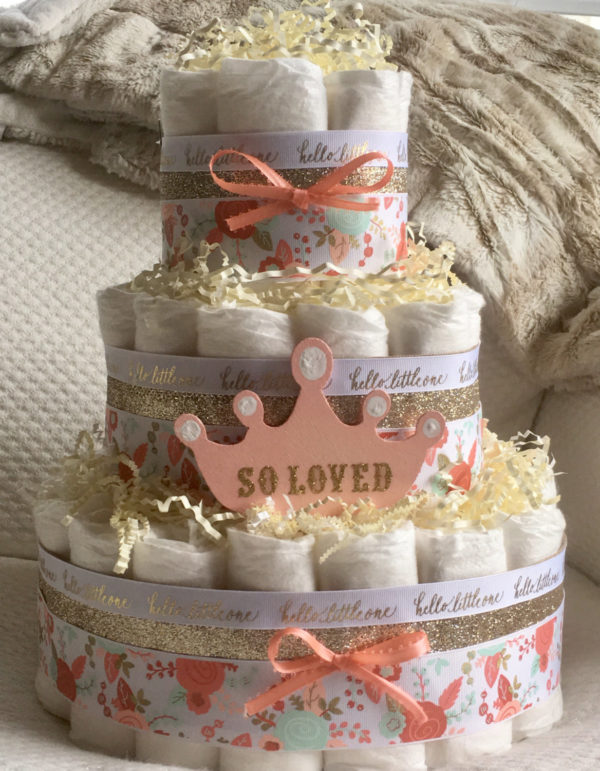 princess-baby-shower-diaper-cake-pink-ivory-crown