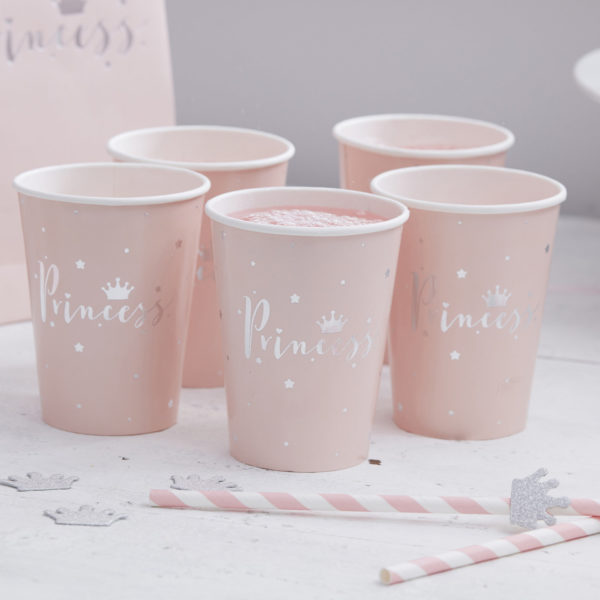 princess-baby-shower-paper-cups-sparkly-pink-silver