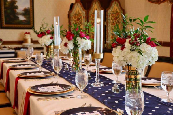 navy and pink kate spade baby shower party