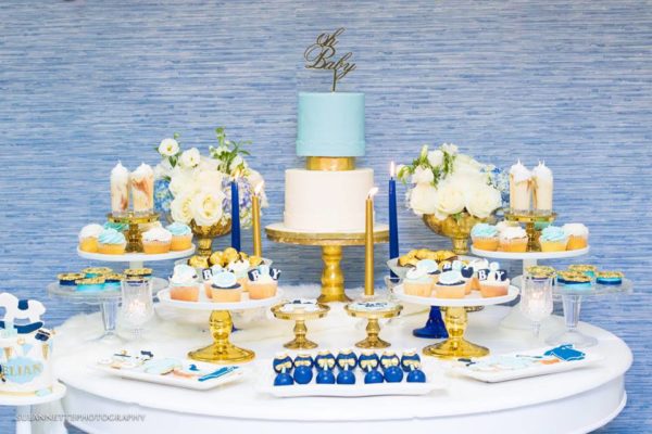 Chic Blue and Gold Baby Shower
