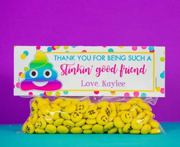 rainbow poop Emoji Party Favor Bag Topper