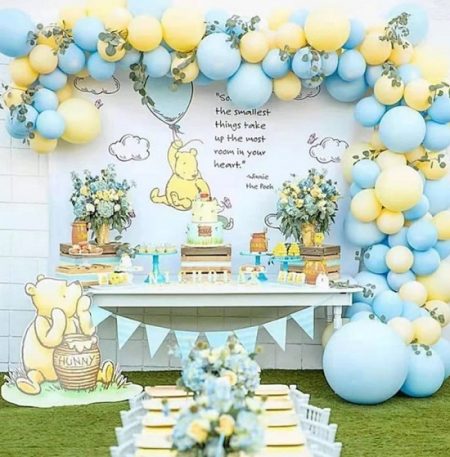 Pastel Blue and Yellow Baby Shower backdrop set