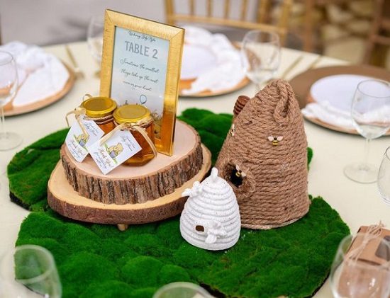 Winnie The Pooh themed baby shower table centerpiece