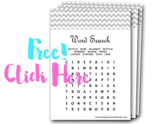 free baby shower word search game