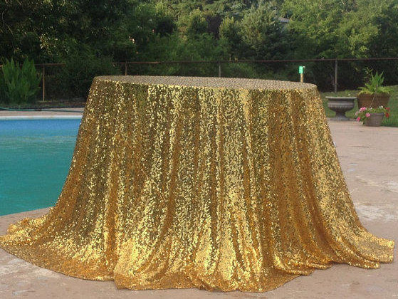 hollywood gold sequin party table cover