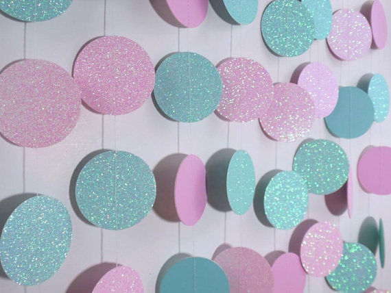 aqua and purple glitter garland