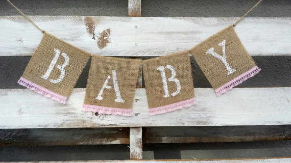 shabby chic burlap and lace banner