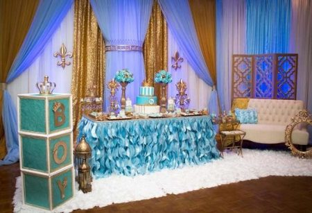 Gold and Light Blue Royal Baby Shower