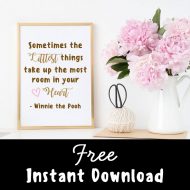 free winnie the pooh baby quote sign