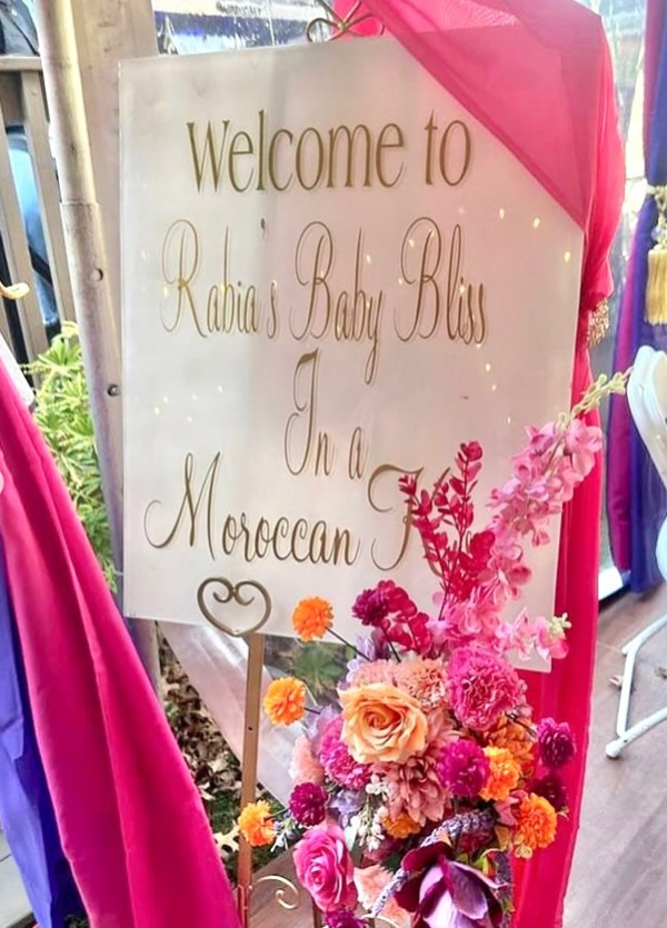 Baby Bliss In a Moroccan Kiss Baby Shower Theme sign