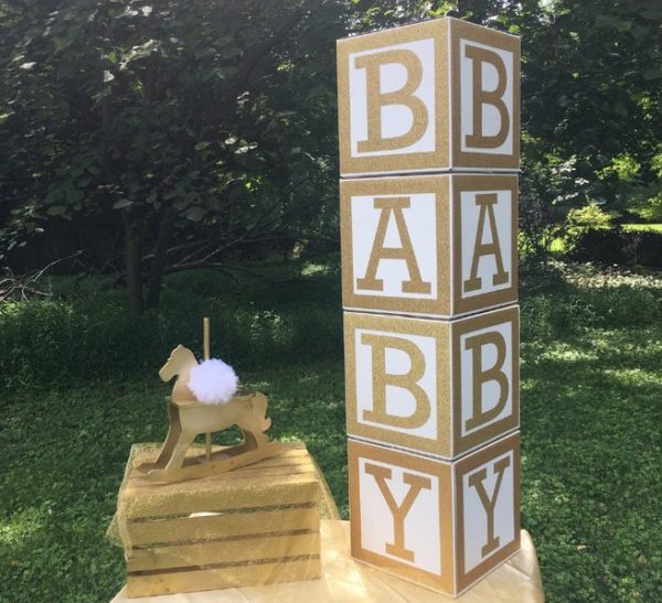 Baby Nursery Blocks, Abc Blocks Shower Decorations Wood Neutral