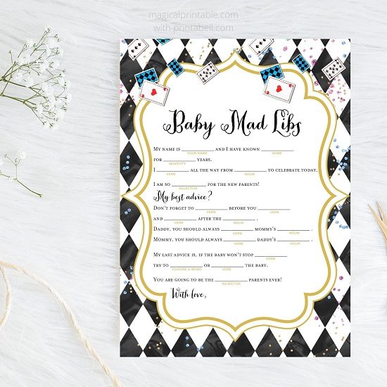Alice in wonderland mad hatter baby mad libs
