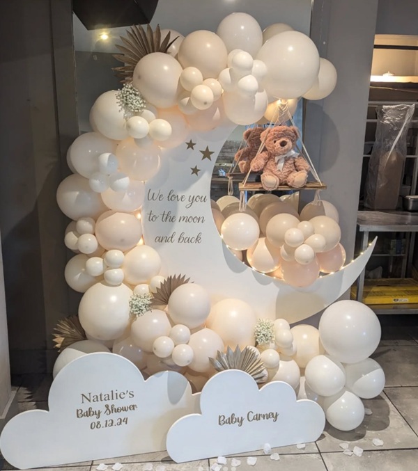 Baby Shower Moon with lights and Clouds