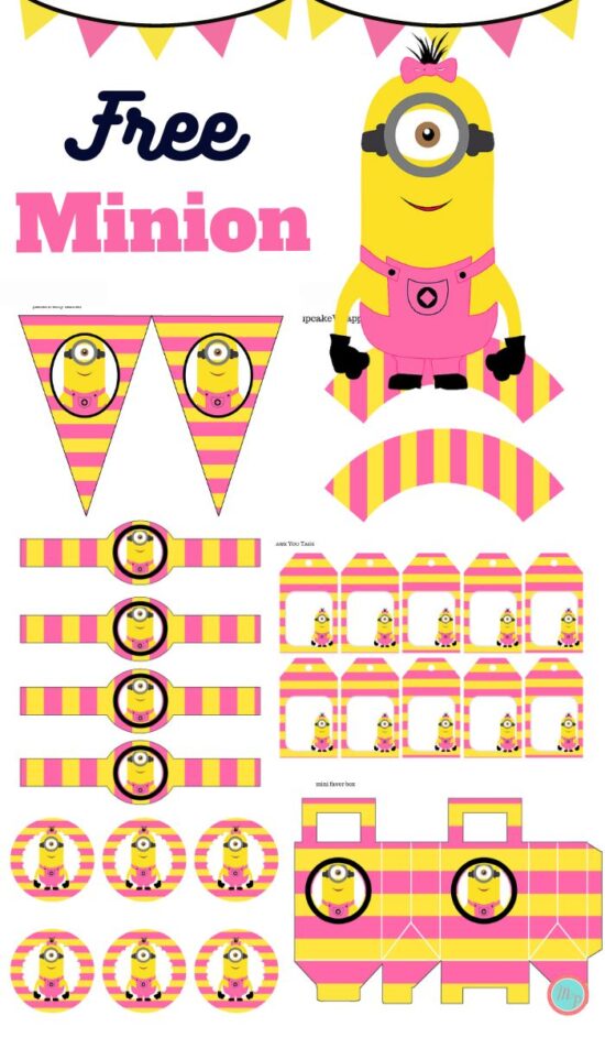 Free Pink Girl Minion Party Printable