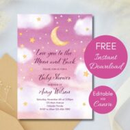 Free Editable Invitation Pink Moon Stars
