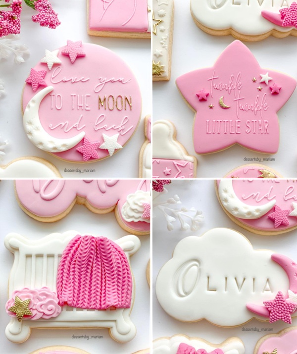 sweet twinkle little star baby shower cookies