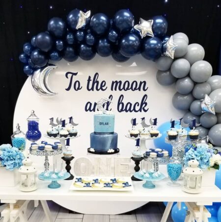 to the moon and back dessert table