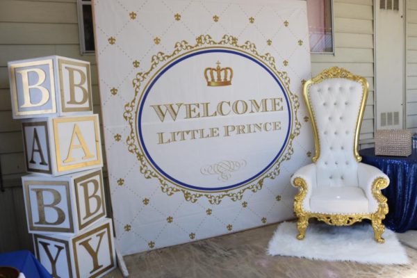 Silver and Gold Baby Shower, Large Baby Blocks, Royal Prince Baby