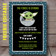 FREE editable baby yoda baby shower invitation