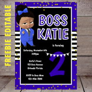free editable blue girl boss baby invitation