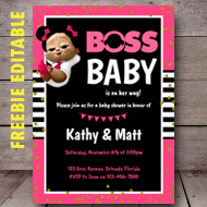 free editable pink boss baby invitation baby shower