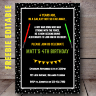free jedi star wars editable invitation