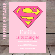 free pink supergirl baby shower invitation editable
