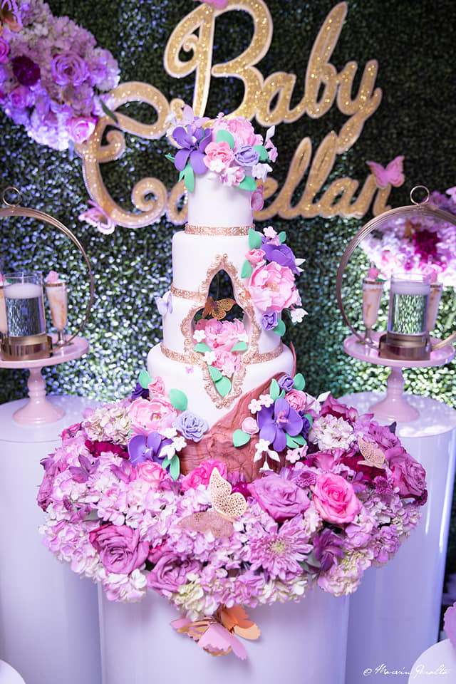 purple magenta garden cake