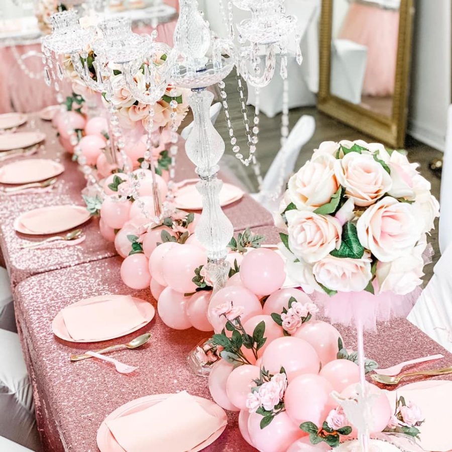 rose gold table centerpieces