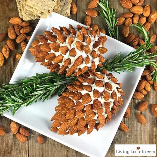 pine cone cheese ball with almonds