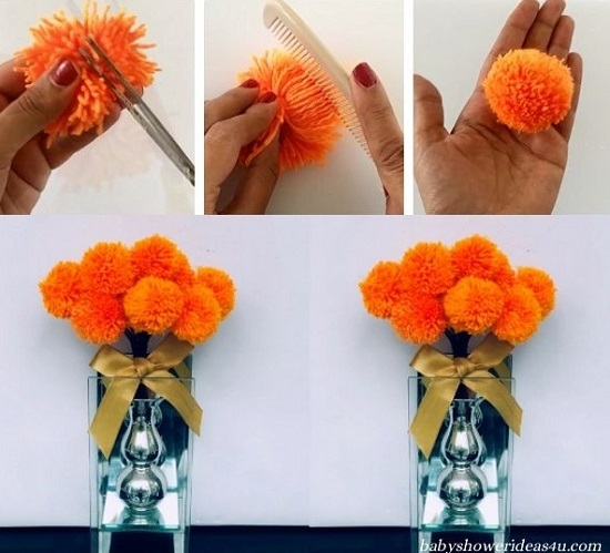 How to Make a Yarn Pom Pom Flowers video