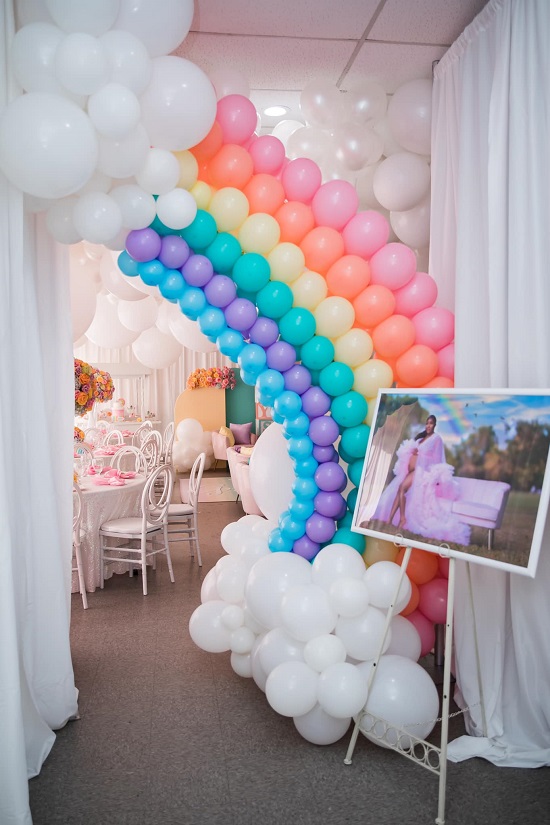 meri meri rainbow balloon arch