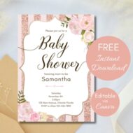 Free Editable Invitation Rose Gold