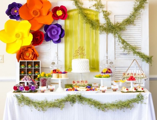 artificial paper flower backdrop for baby shower