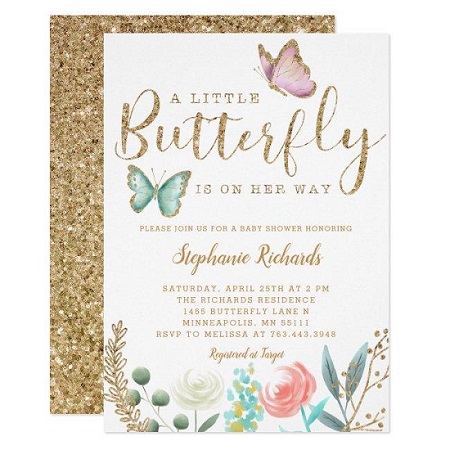 editable Butterfly Baby Shower Invitation