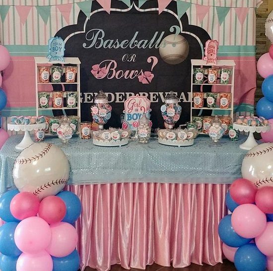 Baseball or Bow Gender Reveal Backdrop