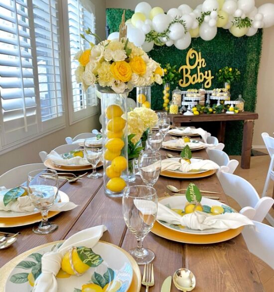 Lemon Themed Baby Shower Set Up